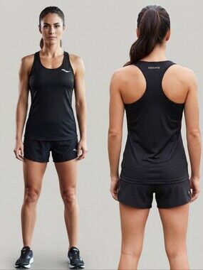 New Saucony Performance Racerback Tank Top - Black - Gymcore/ Workout -Size XS